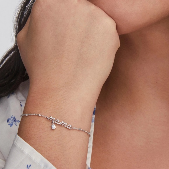 Kendra Scott Mama Silver Crystal Delicate Chain Bracelet - Picture 2 of 2